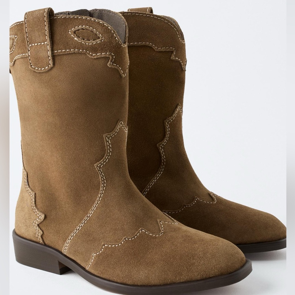 Zara Kids SPLIT LEATHER COWBOY BOOTS
